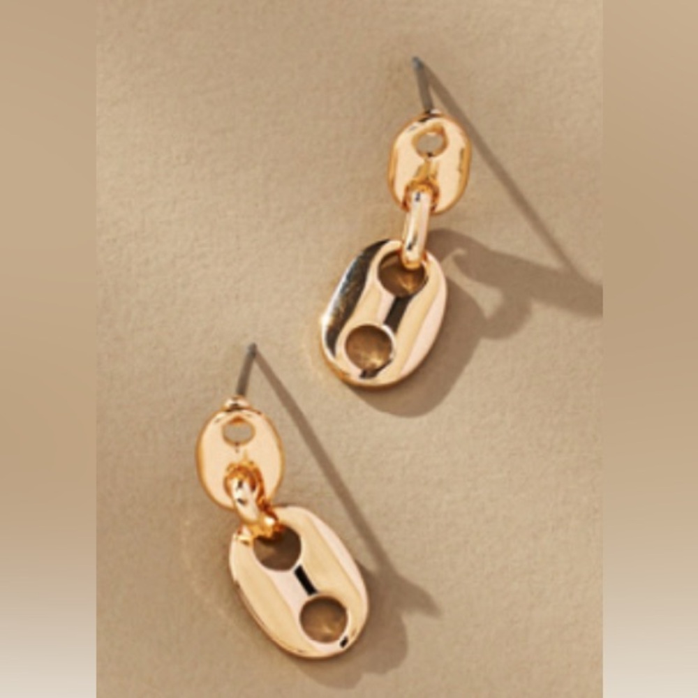 Anthropologie Gold Pop Tab Earrings